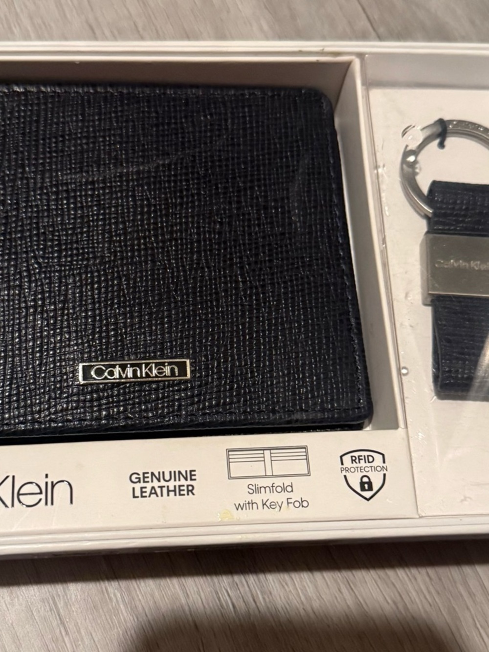 Calvin Klein Black Textured Leather Wallet with Matching Key Fob